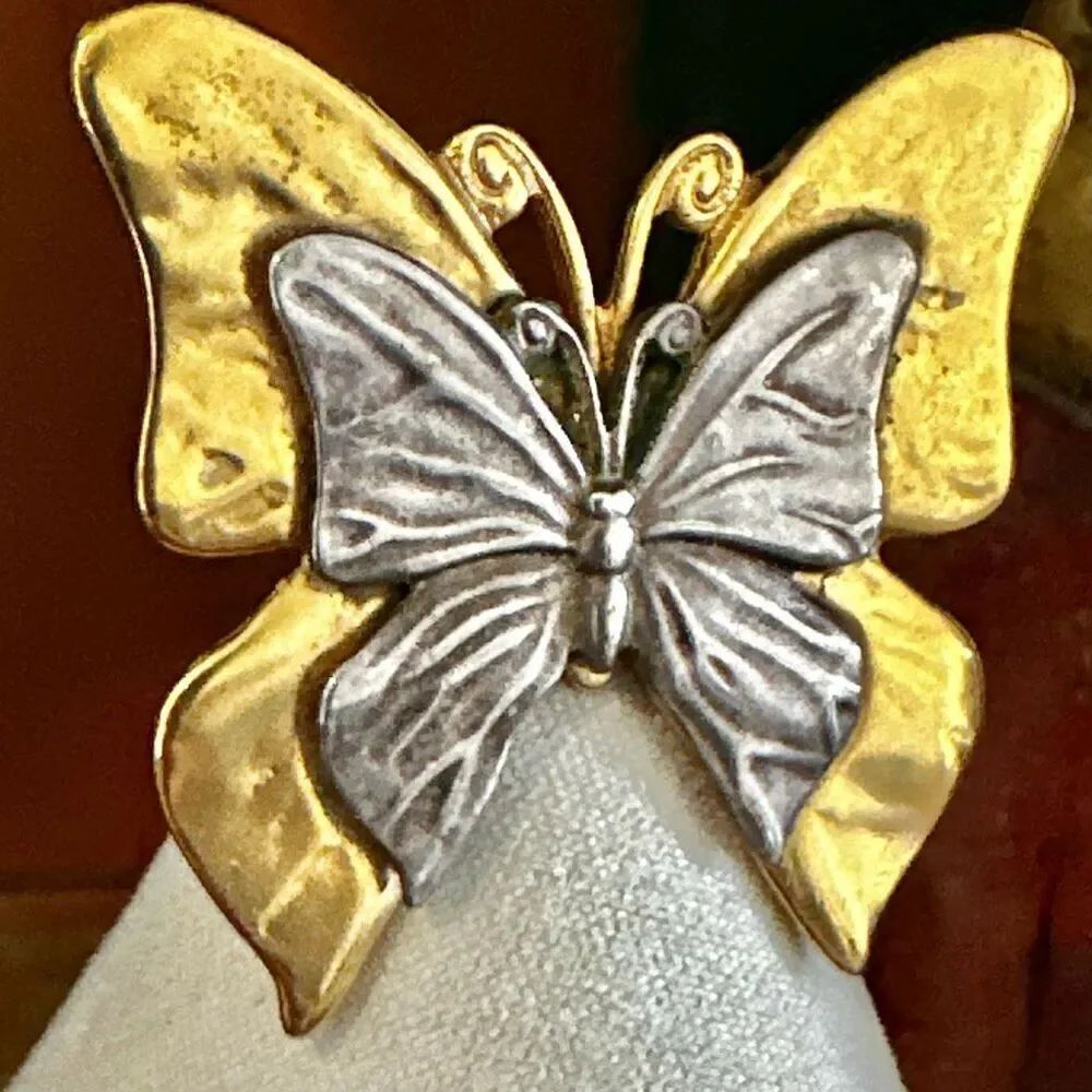 Premier Designs Two-Tone Butterfly Brooch